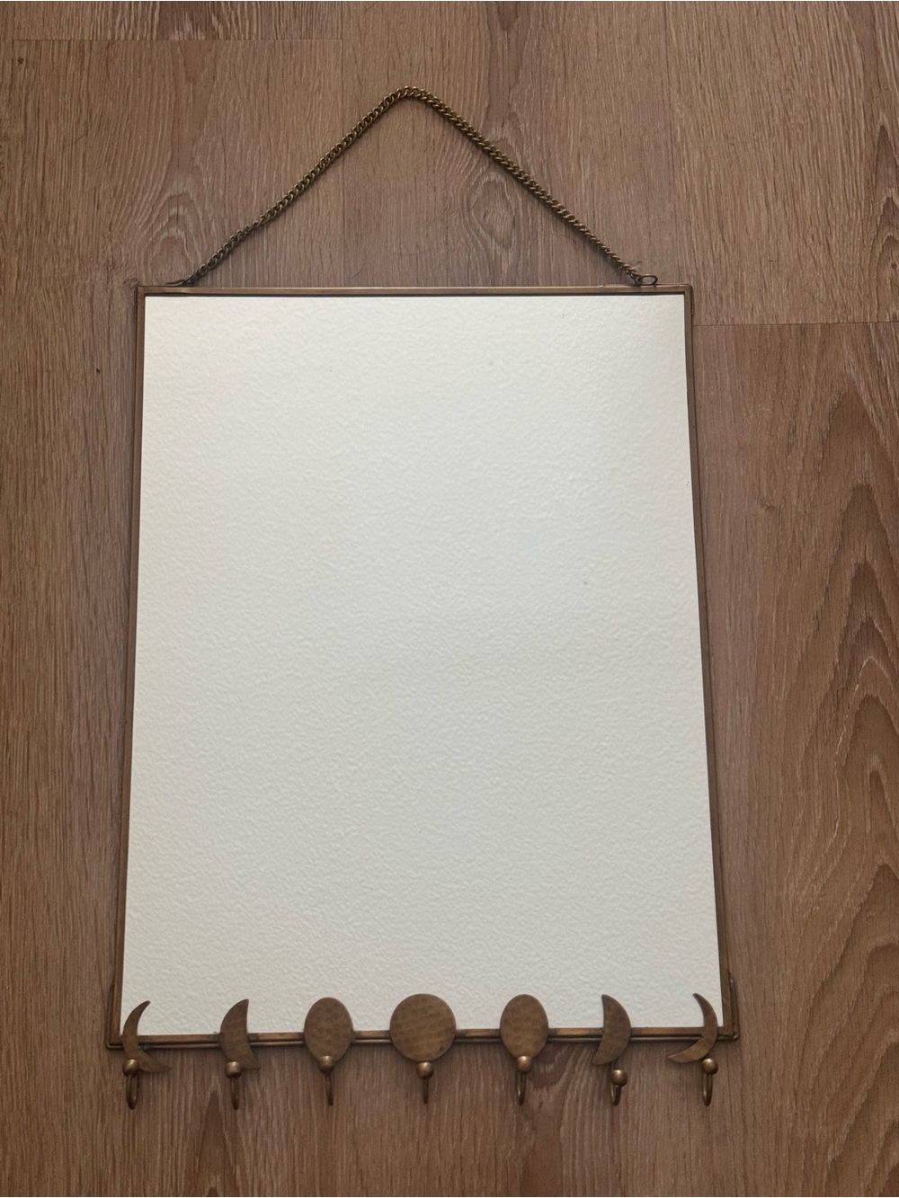 Brass-Tone Wall Mirror with Decorative Hooks - Cream Mirror